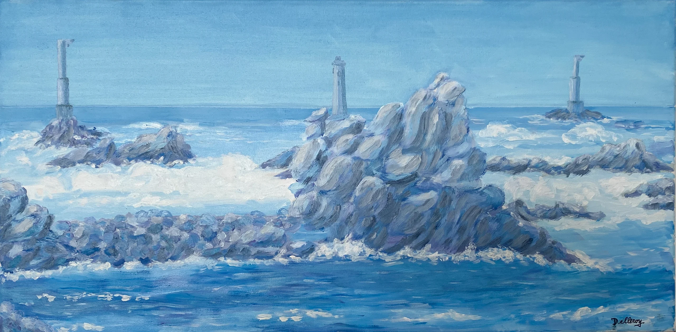 OUESSANT - Le Phare de Nividic et ses Deux OUESSANT - Le Phare de Nividic et ses Deux (h40 x 80)